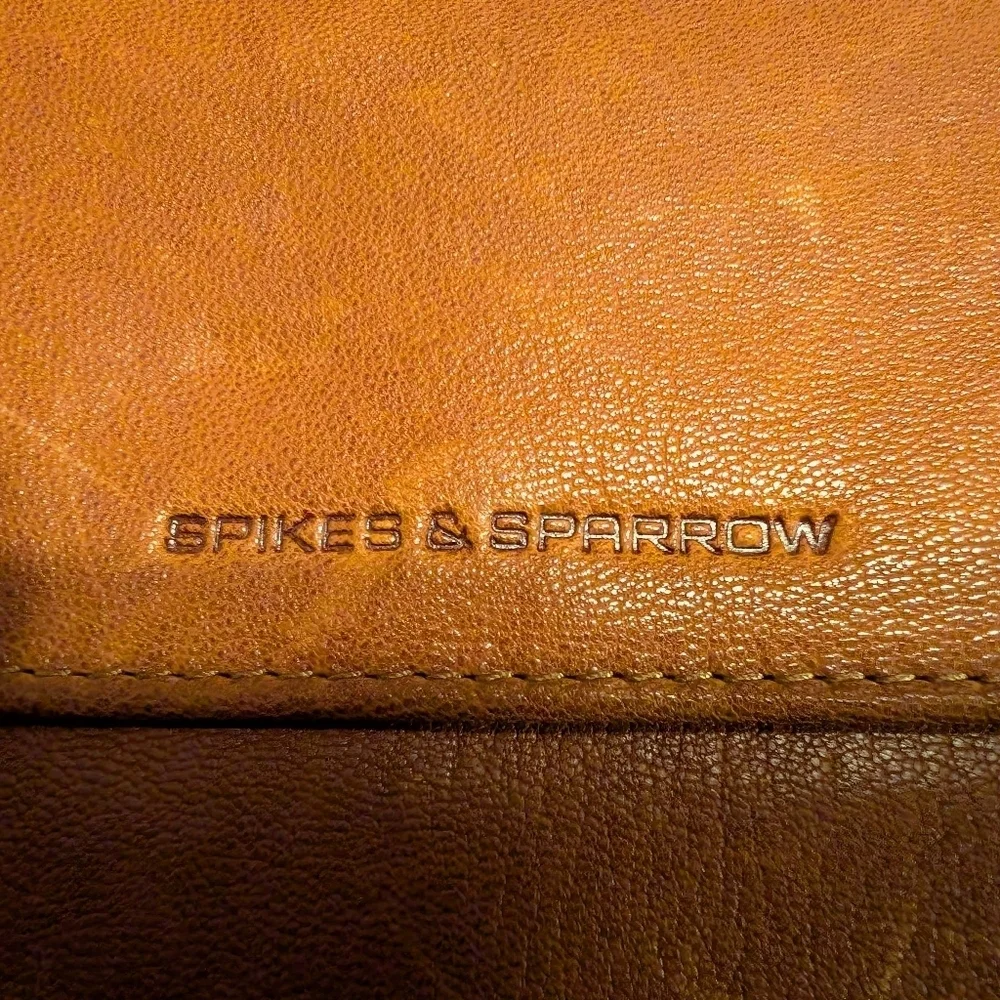 Spikes And Sparrow Brooklyn Leather Wallet, Congac w/ Houndstooth Lining
